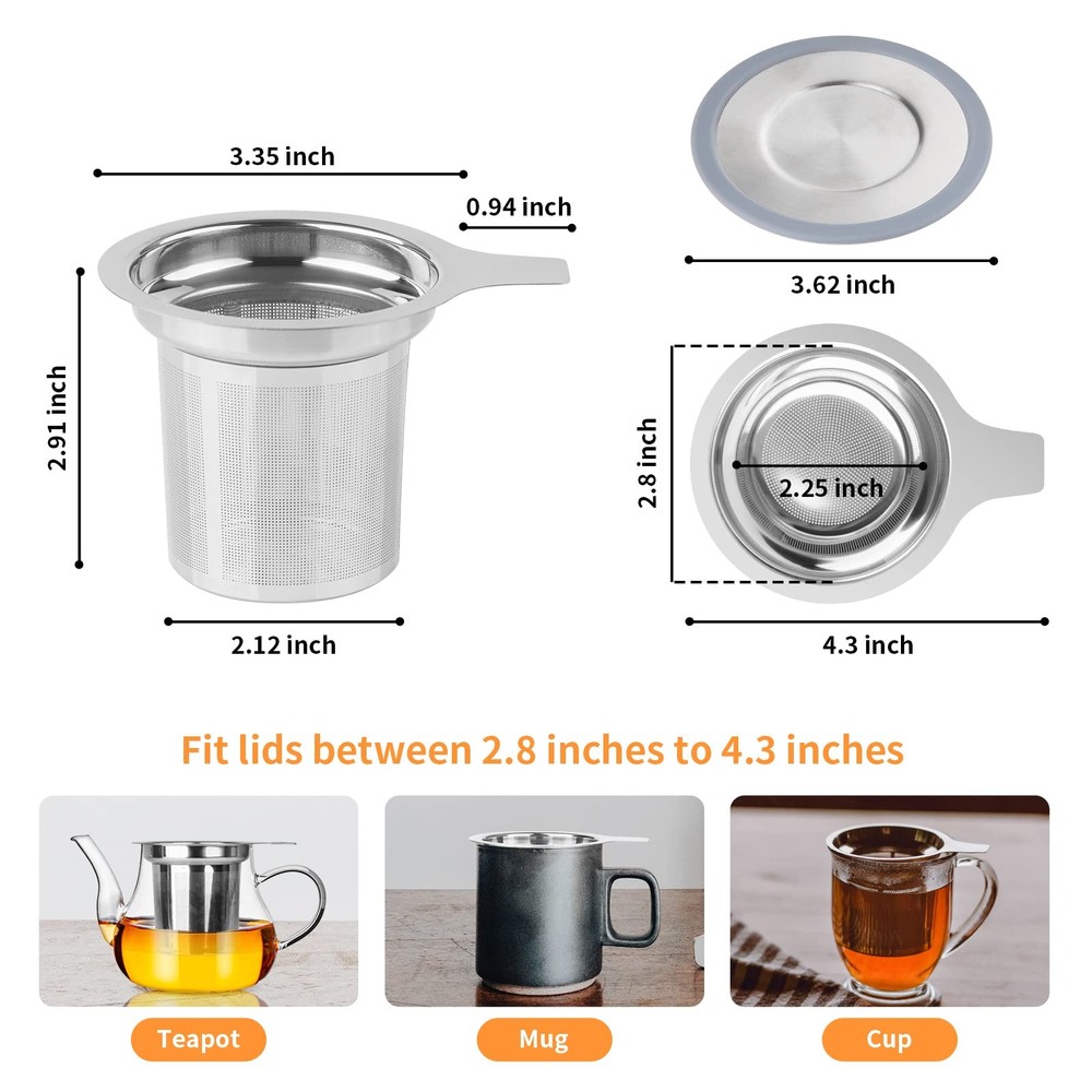 Extra Fine Mesh Tea Infuser/Strainer, Stainless Steel Loose Leaf Tea Steeper/