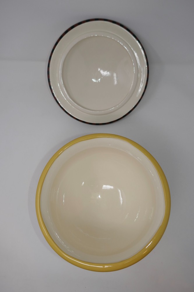 Droll Designs Tomato & Egg Plant Small Covered Pot RARE