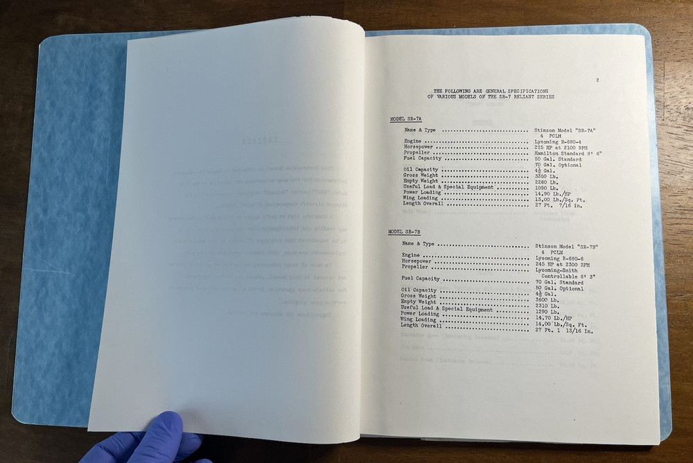 Stinson Model SR-7 Inspection Instruction Manual Older Copy