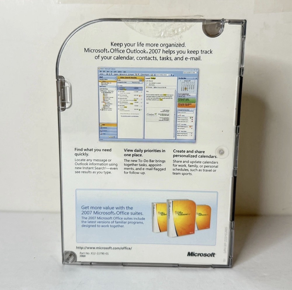 Microsoft Office Outlook 2007 Software Complete w/ Product Key OPEN BOX