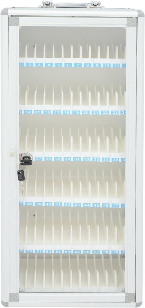 72 Slots Silver Cell Phone Locker Box - Durable & Secure Storage Solution