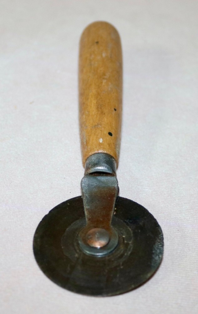 Fabric Cutting Tool 2” Diameter Wood Handle - Vintage