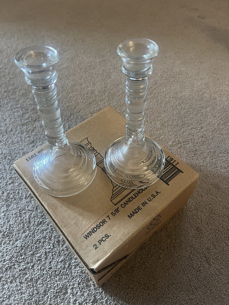Clear Glass Candleholders - Set Of Two