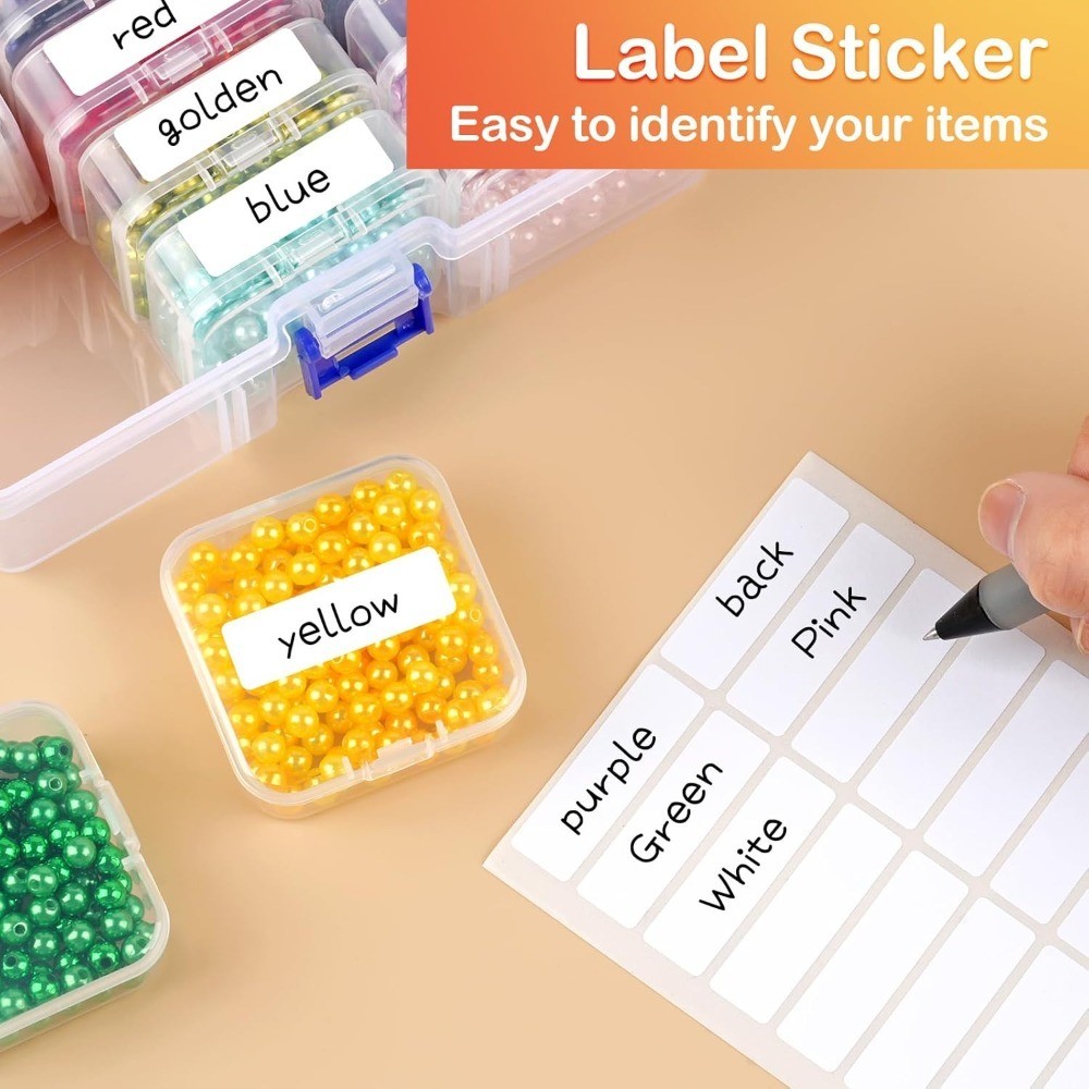 Clear Plastic Storage Containers with Labels, 15 Pcs Mini Organizer Boxes for