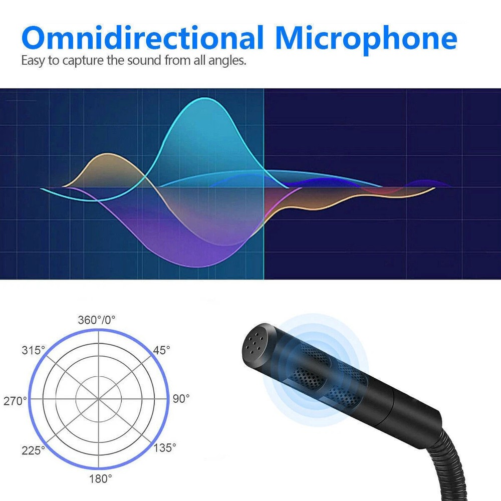 Mini USB Condenser Microphone with Stand - Plug & Play for PC/Laptop/Mac