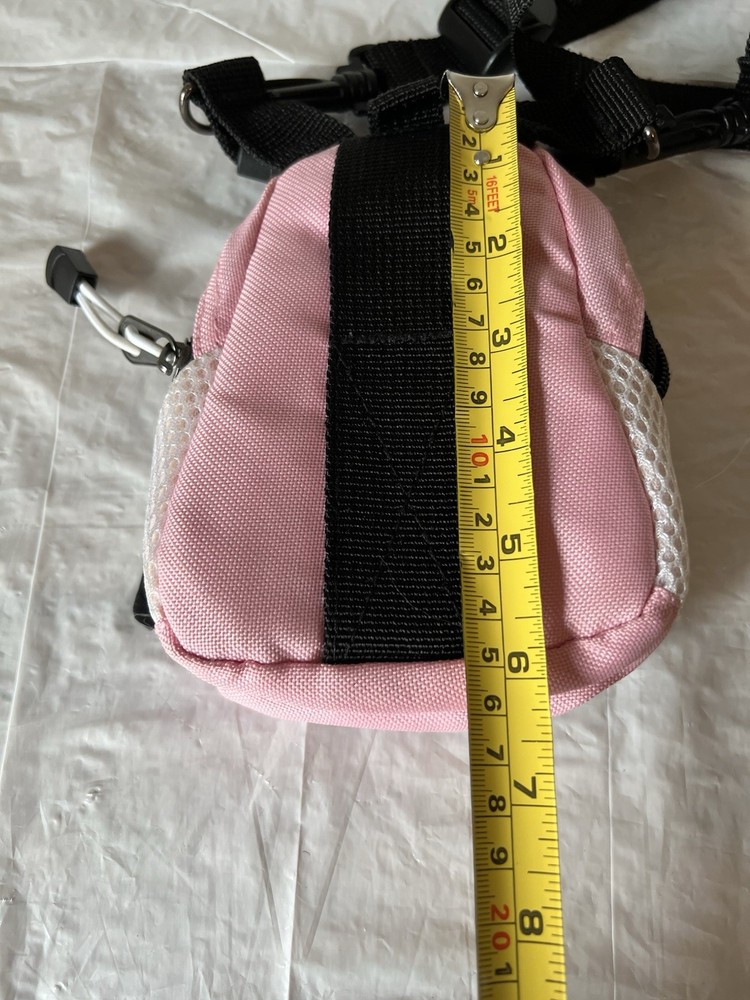 MINI DAY PACK pink with Flower logo adjustable strap