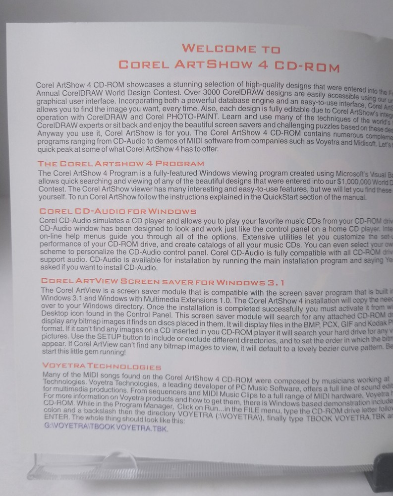 Corel Art Show 4 PC CD-ROM Photo Editing Software Art