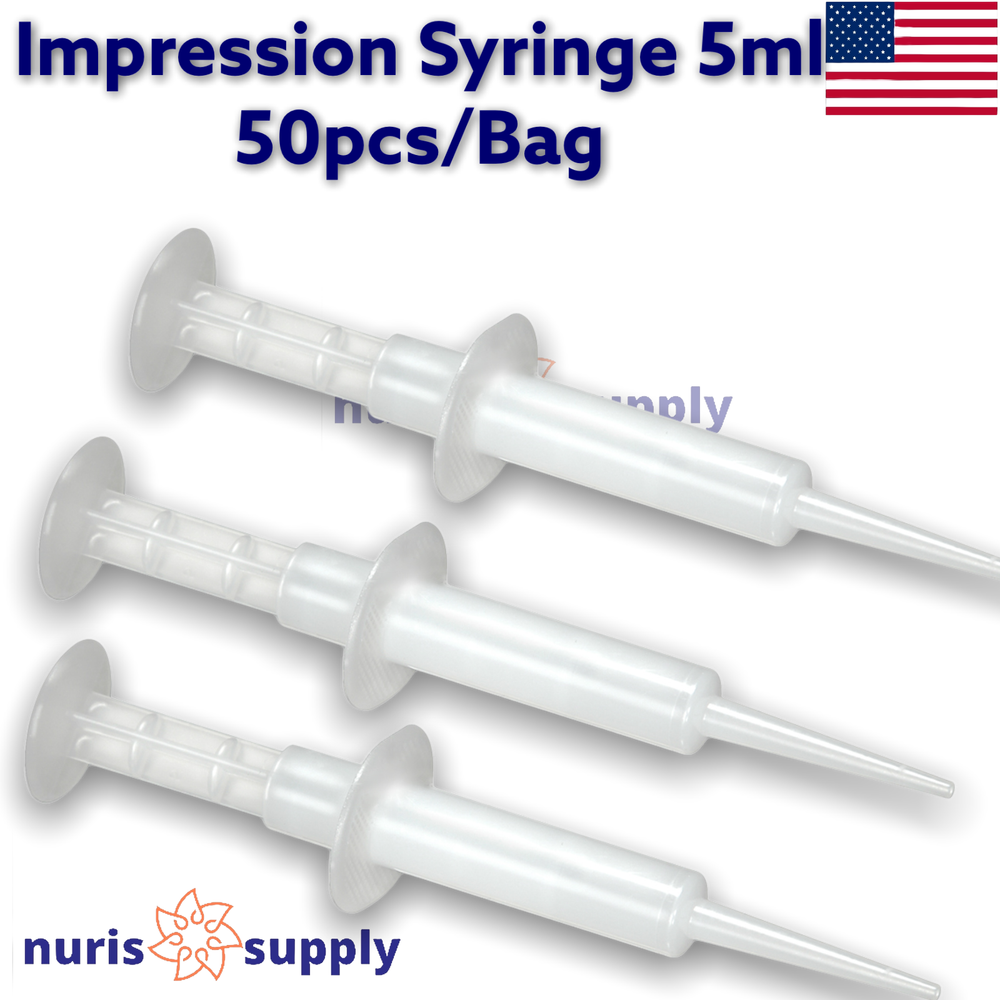 Dental Disposable Impression Syringes Bendable Tip 5ml Bendable Tip 50pcs/Bg