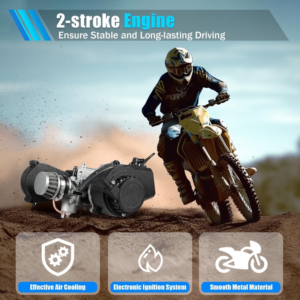 49cc 2 Stroke Gas Engine Pull Start Mini Bike Engine with T8f Chain Air-Cooled