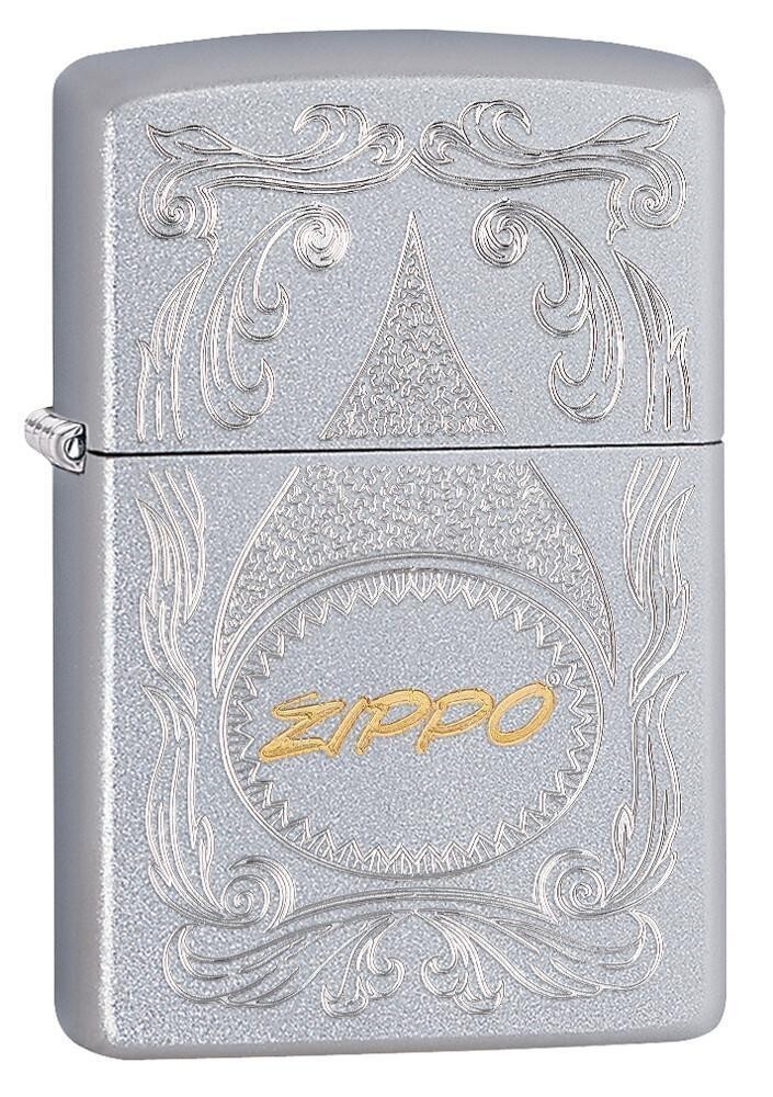 Zippo Gold Script Satin Chrome 29512