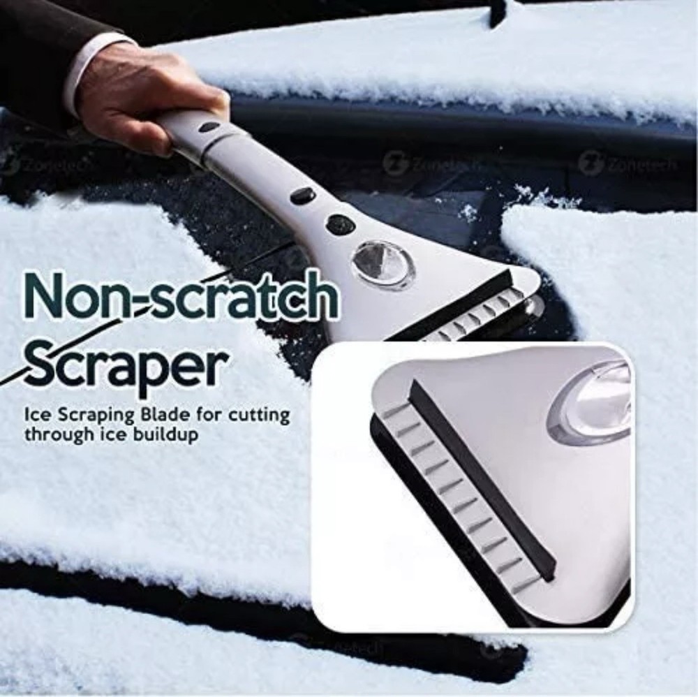 Zone Tech 12V Heated Electric Car Window Snow Ice Scraper Extendable LED Light