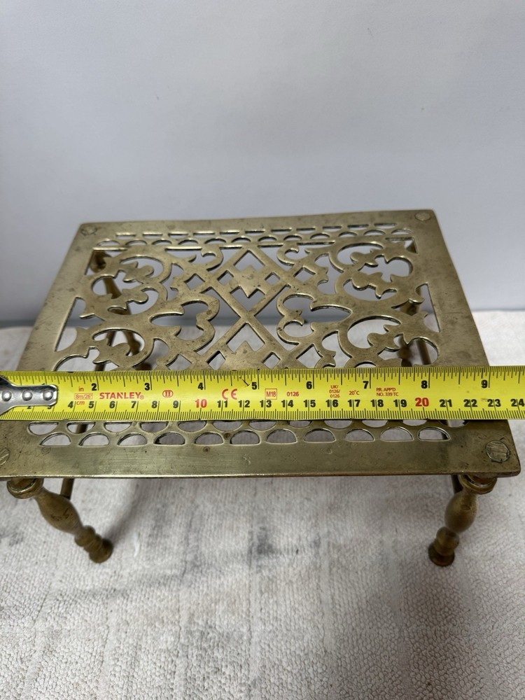 Solid Brass Trivet Rectangular Fireside Pot Stand. 23x19x14cm