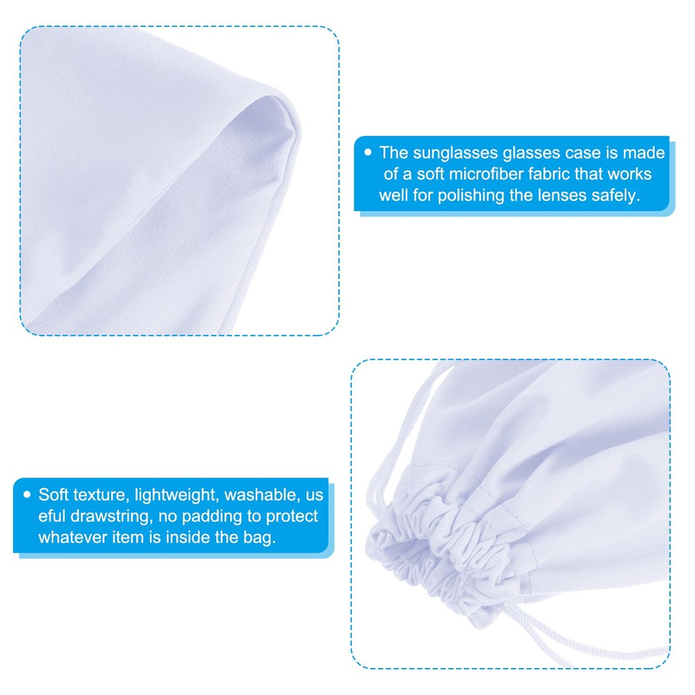 Ski Goggle Bag Microfiber Snow Goggles Case Drawstring Pouch White
