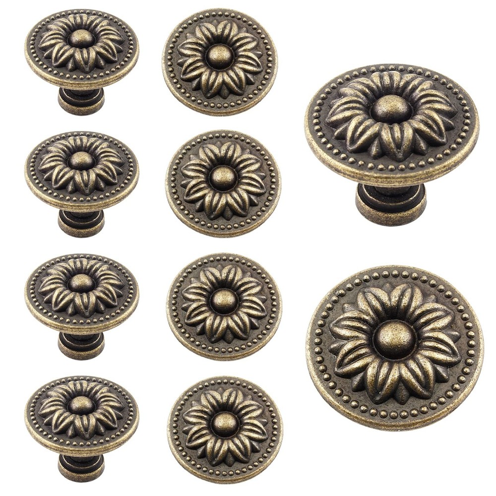Zorfeter 10 Pcs Antique Bronze Cabinet Knobs Pull, Vintage Rustic Style Drawe...