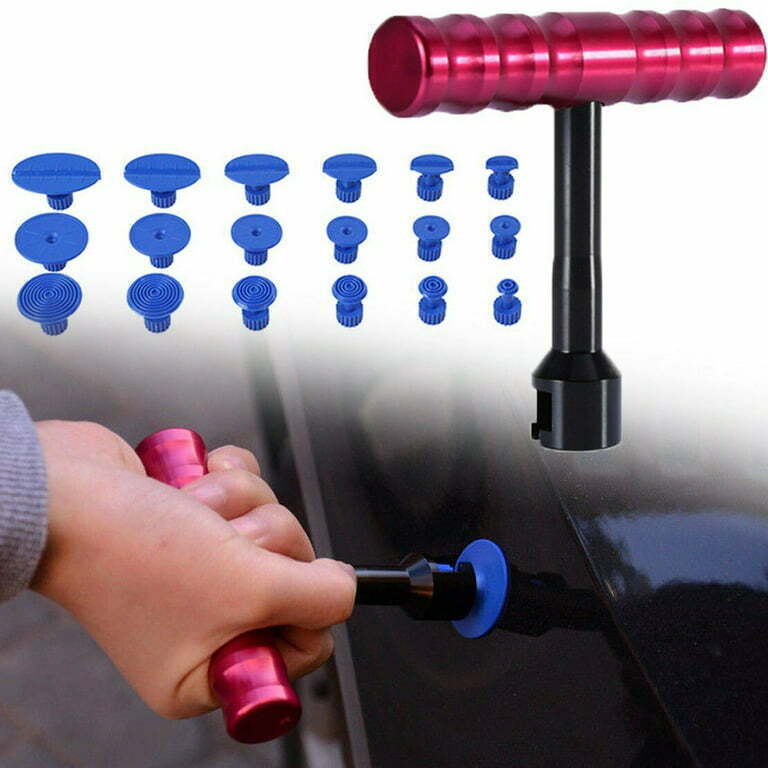 T-Bar Paintless Slide Hammer Dent Puller Repair Tool Removal Pulling Tabs Kit US
