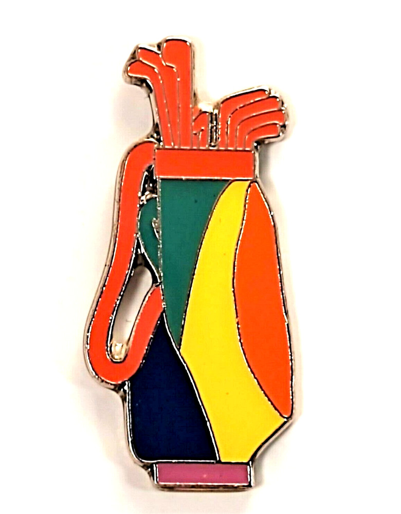 Golf Bag Golfer Golfing Rainbow Colors Lapel Pin