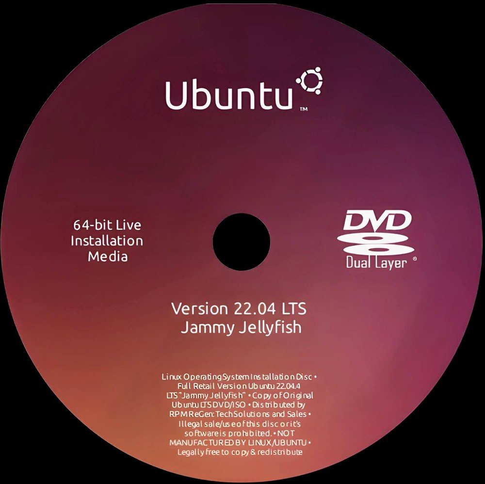 Ubuntu 22.04 Long Term Support Installation Disc: BOOTABLE LINUX JAMMY JELLYFISH