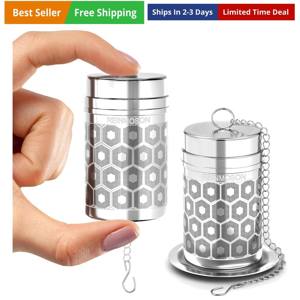 2 Pack Mini Tea Strainers for Loose Tea, Extra Fine Mesh Tea Infuser, 304 Sta...
