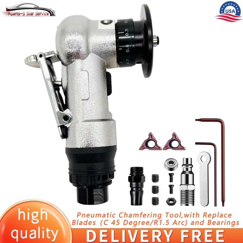 Pneumatic Chamfer Cutter 45° R1.5 Arc Replaceable Blades with Bearings