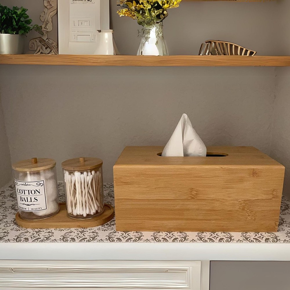 Tissue Cover - Water-Resistant Rectangular Wooden Tissue with Sliding Bottom ...