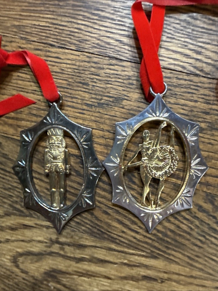 2 Reed & Barton Nutcracker Series Christmas Ornaments- Nutcracker Dancers