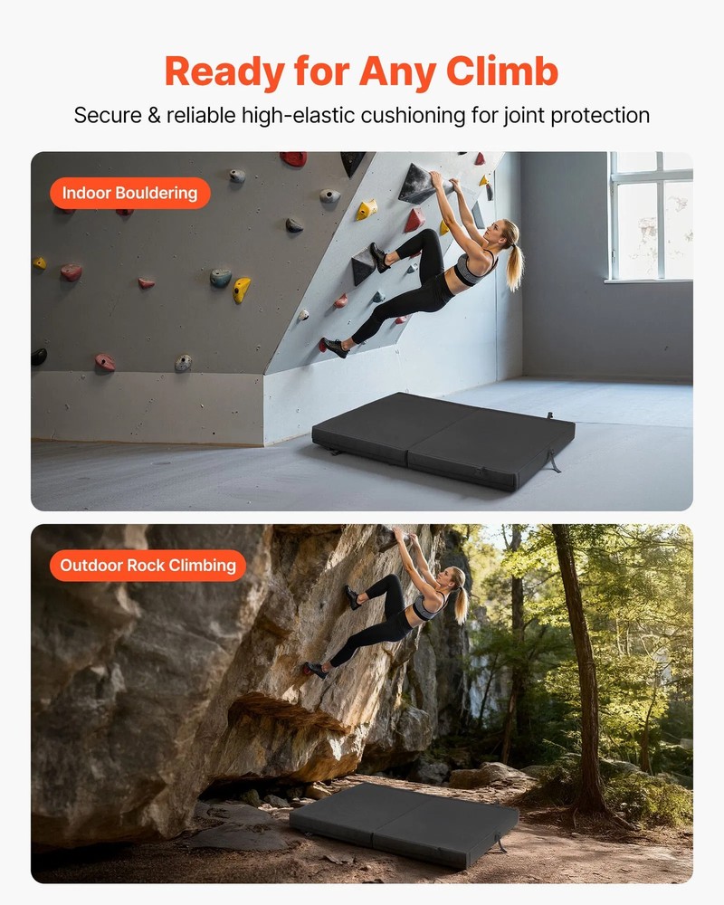 Bouldering Crash Pad, Bi-Fold Rock Climbing Crash Pad with Adjustable Backpack S