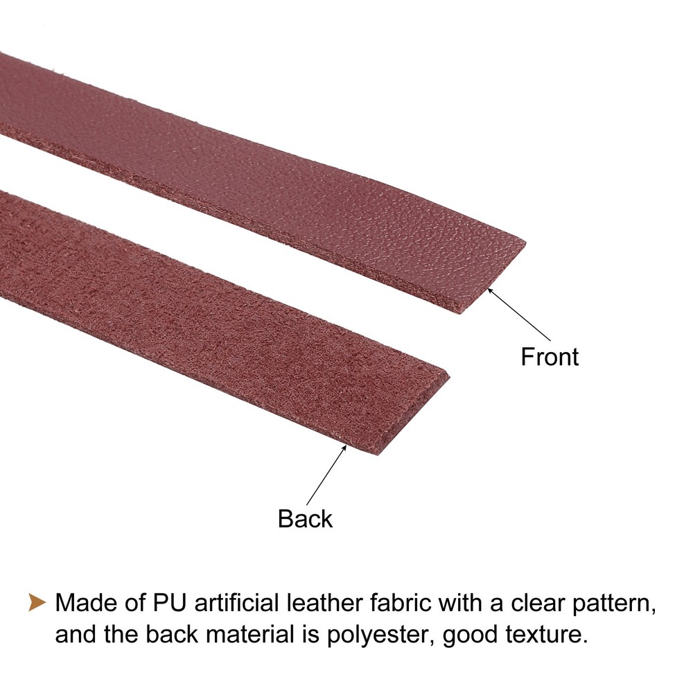 Faux Leather Straps Strip Leather String 1cm/0.4" Width, Wine Red,2pcs
