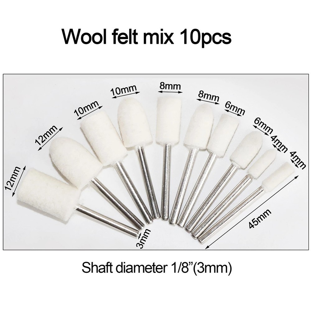 Wide Application Wool Felt Mounted Polishing Buffing Wheel 10Pc Set OD 320mm