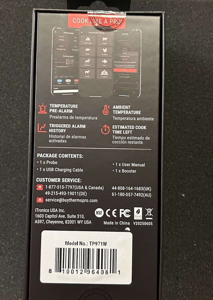 Temp Spike by Thermo Pro Truly Wireless Bluetooth Meat Thermometer