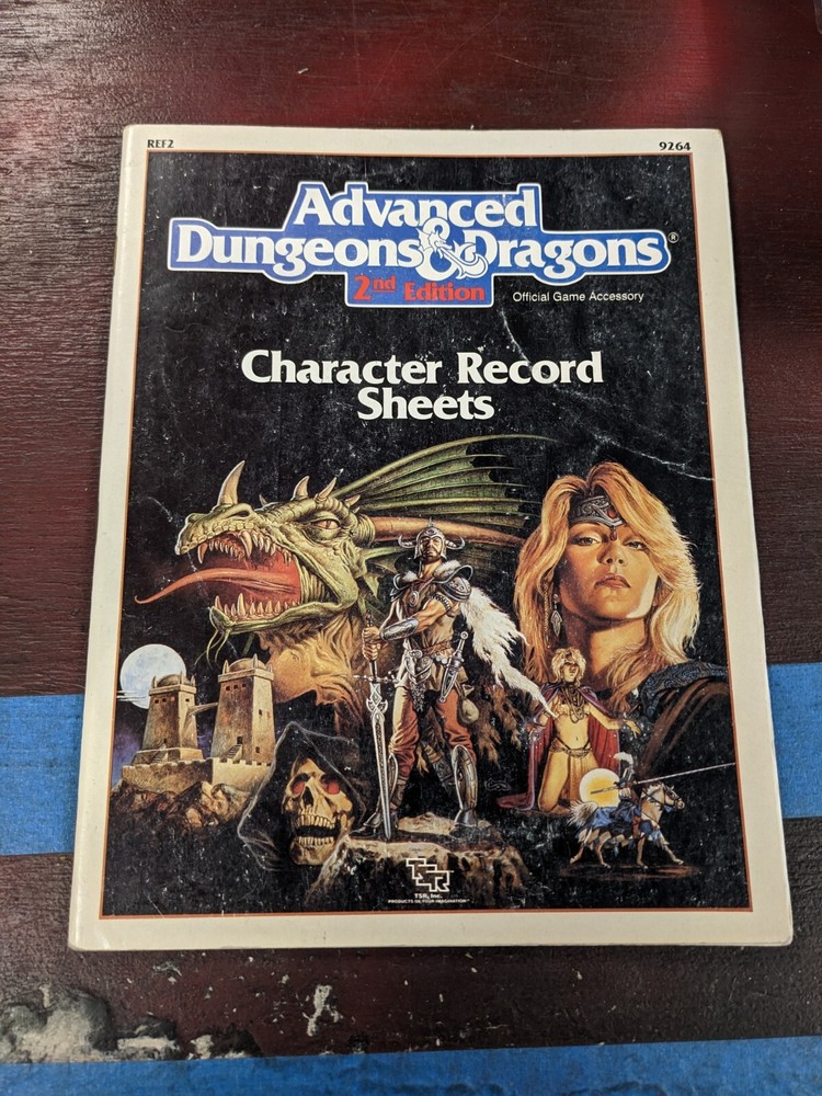 Character Record Sheets Complete 9264 REF2 AD&D TSR White Border Front