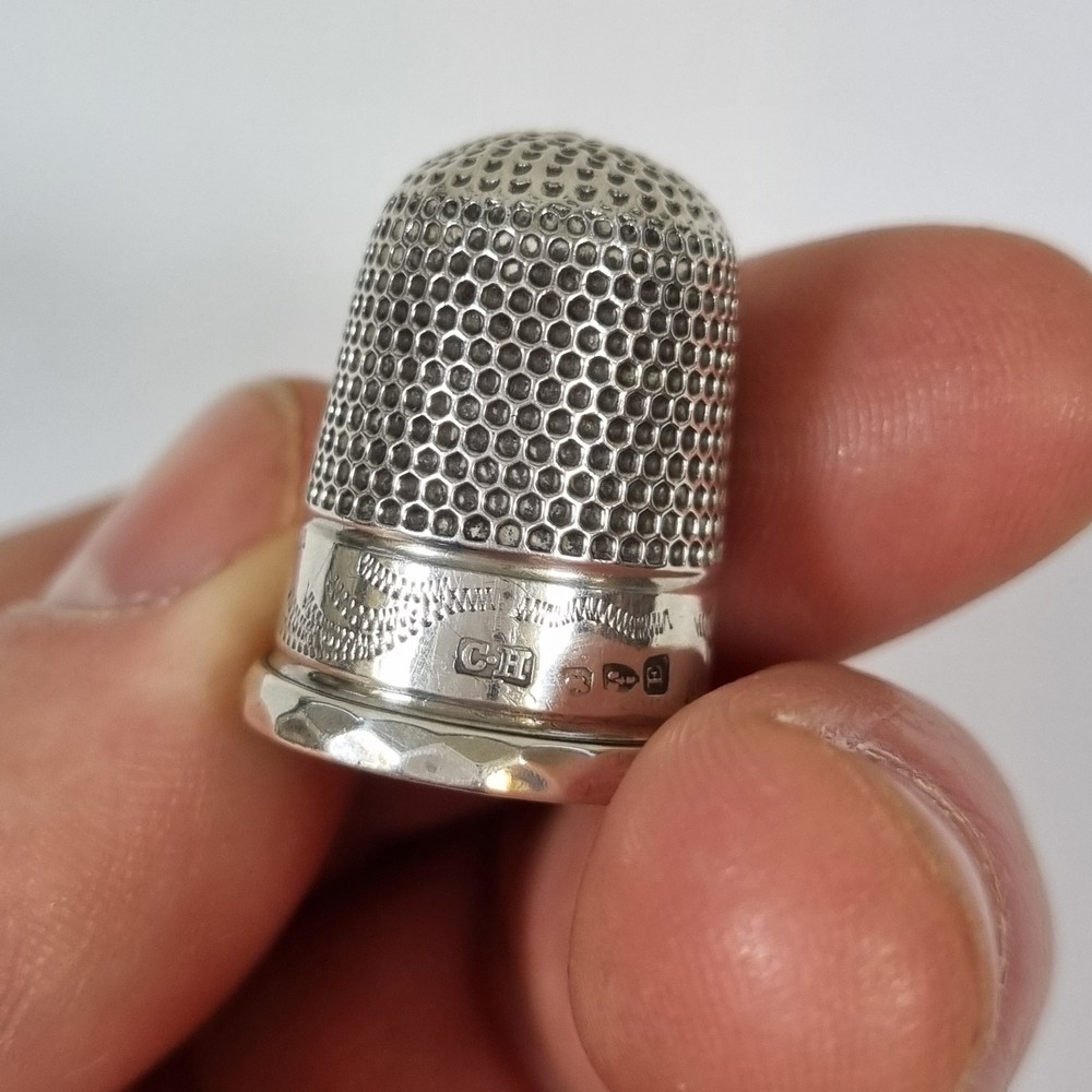 Antique Solid Silver Thimble Chester 1896 Charles Horner