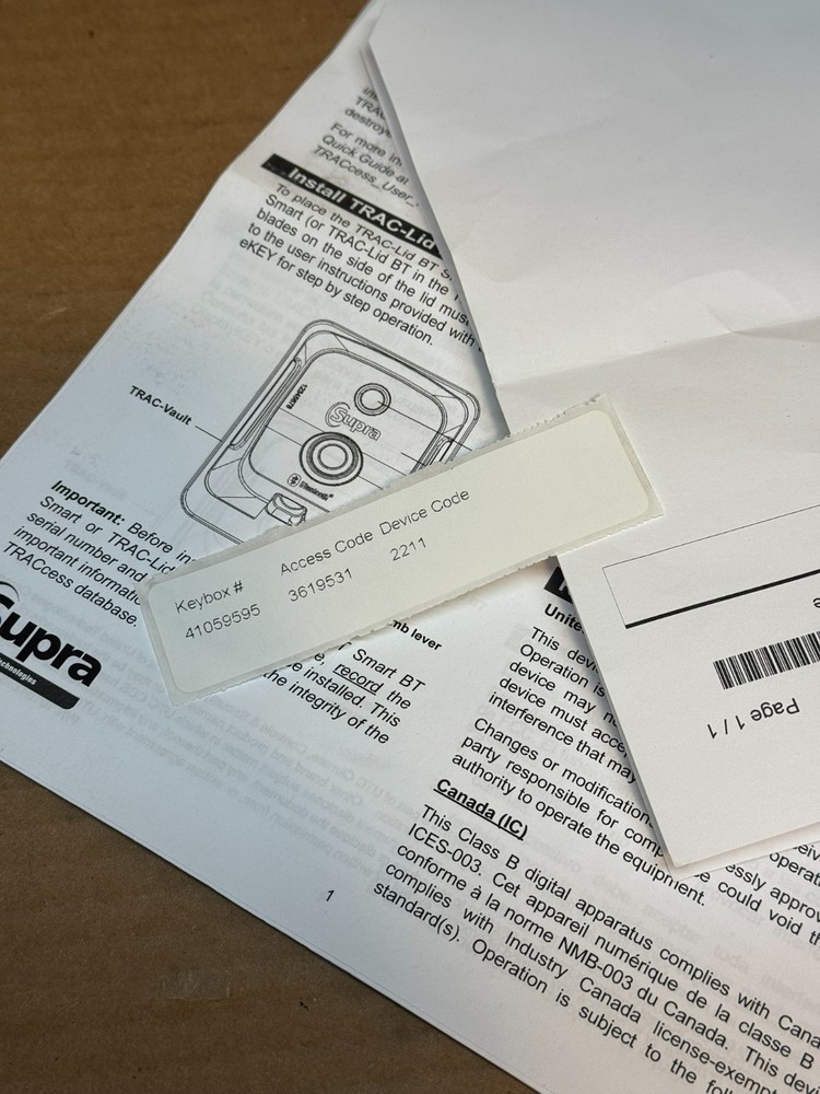 Supra TRAC-Vault Anti-Theft Device Surface Mount Key Lock Storage Unit TRACcess