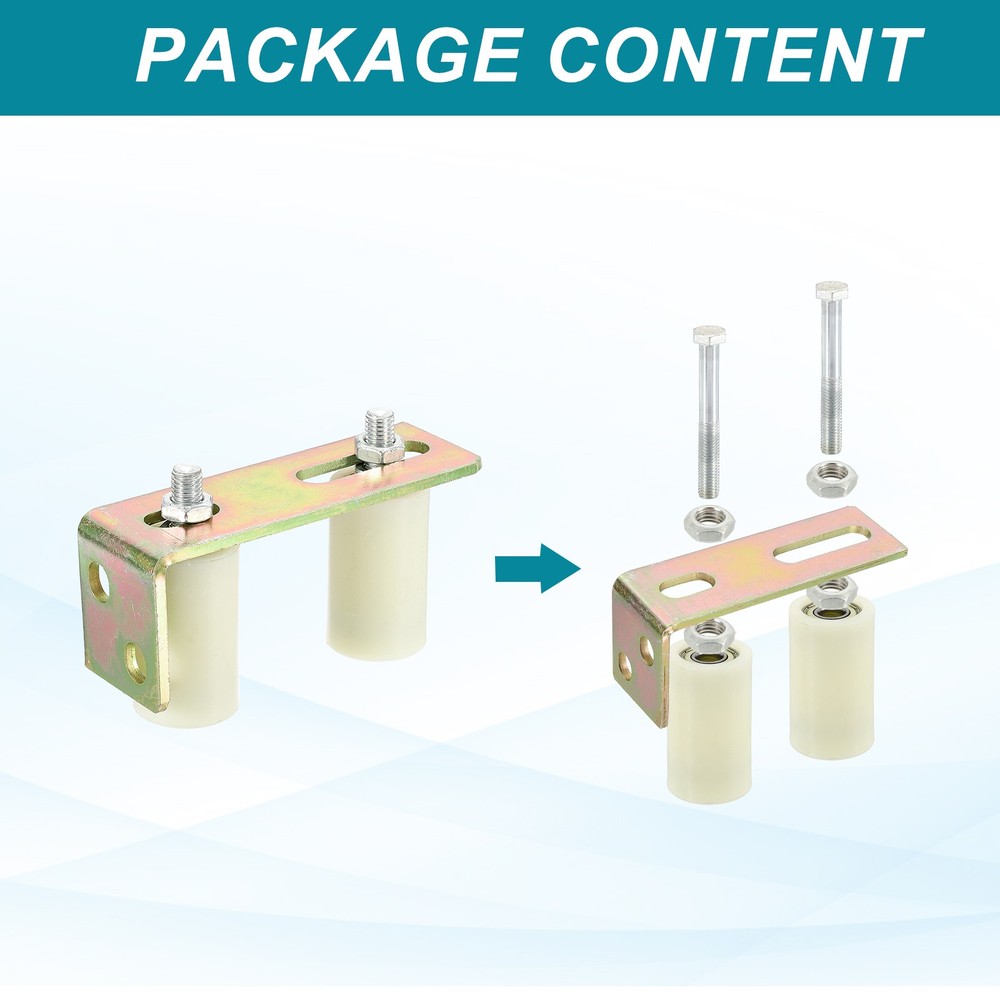 1Set Slide Gate Guide Roller 2.8" Adjustable Nylon Rollers with Bracket, White