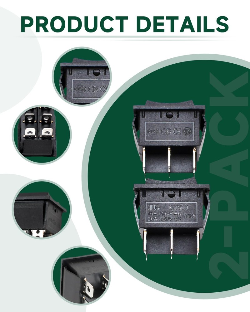 （2-Pack for Compatible Start On Off Switch Harbor Freight Predator Black