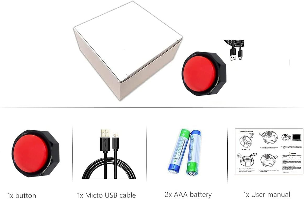 USB Recordable Buttons - 8MB Memory - Make Your Own Button by Uploading Audio Fi