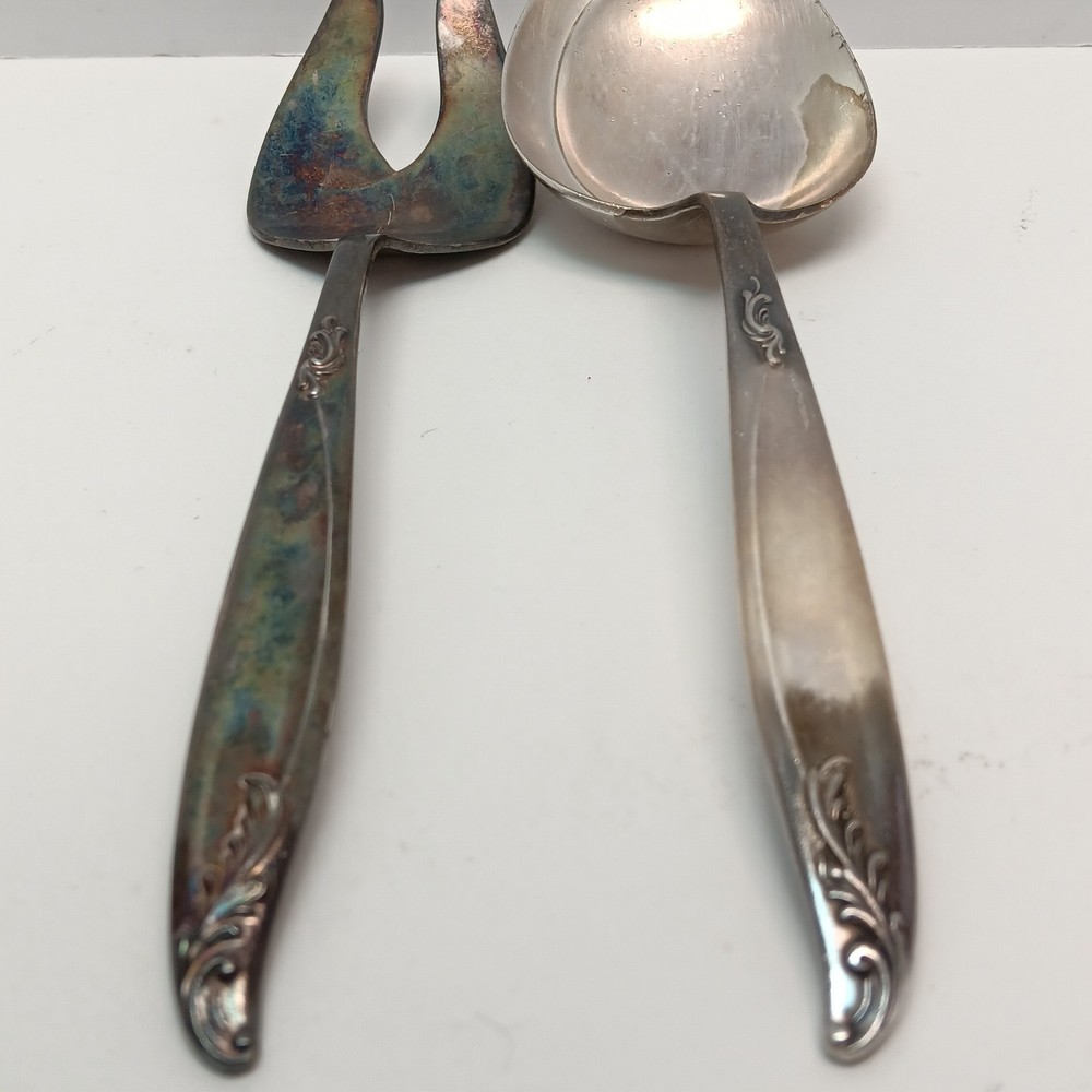 Vintage Holmes & Edwards Serving Meat Fork Spoon Deepsilver IS 1950s