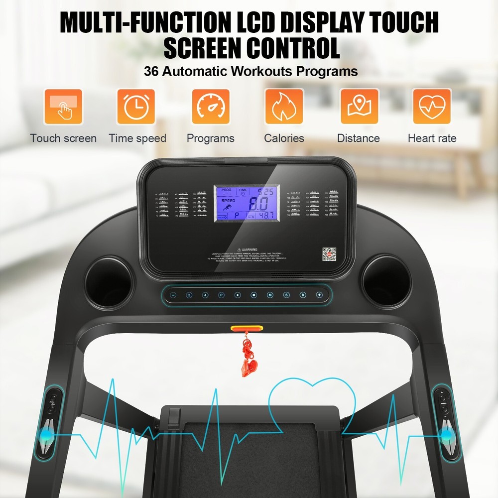 Folding Treadmill with Incline LCD Touch Screen Walking Jogging Running Machine