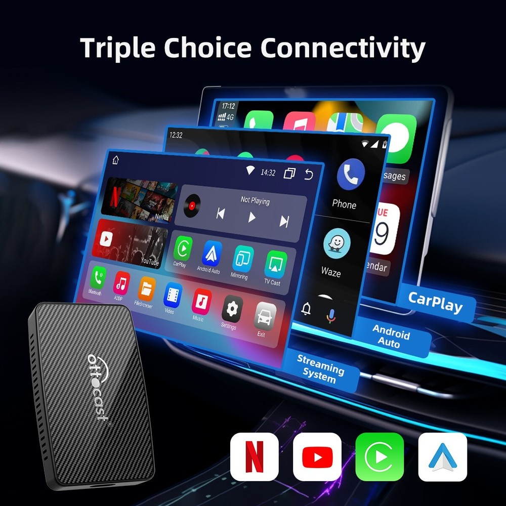 Ottocast Play2Video AIBox Wireless Carplay & Android Auto Stream YouTube&Netflix