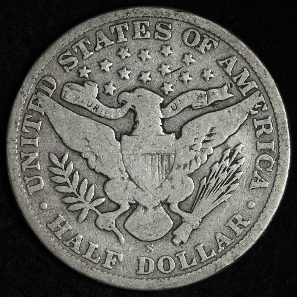 1908-S Barber Silver Half Dollar VG E341 QKGP