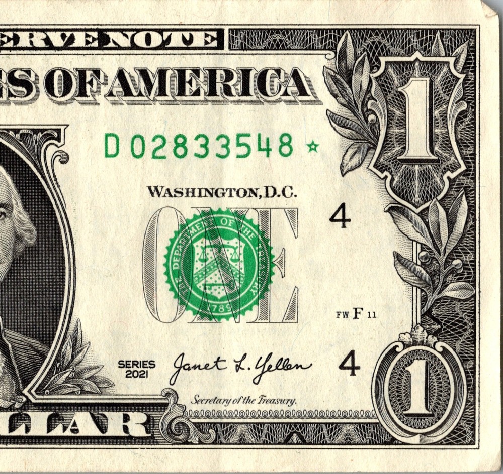 2021 D Star note One Dollar Bill Regular Run 3.2 pack note