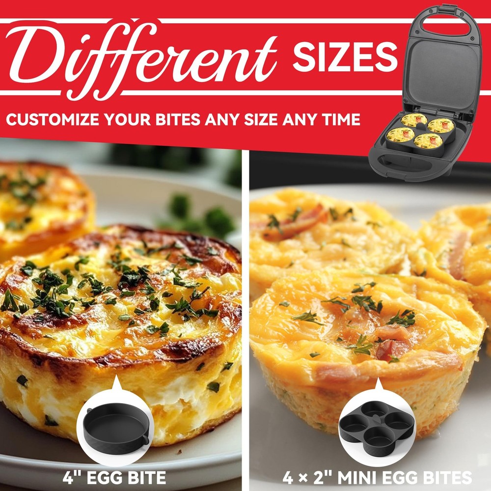 Egg Bite Maker with 2 Silicone Egg Molds for Breakfast Sandwiches, Breakfast ...