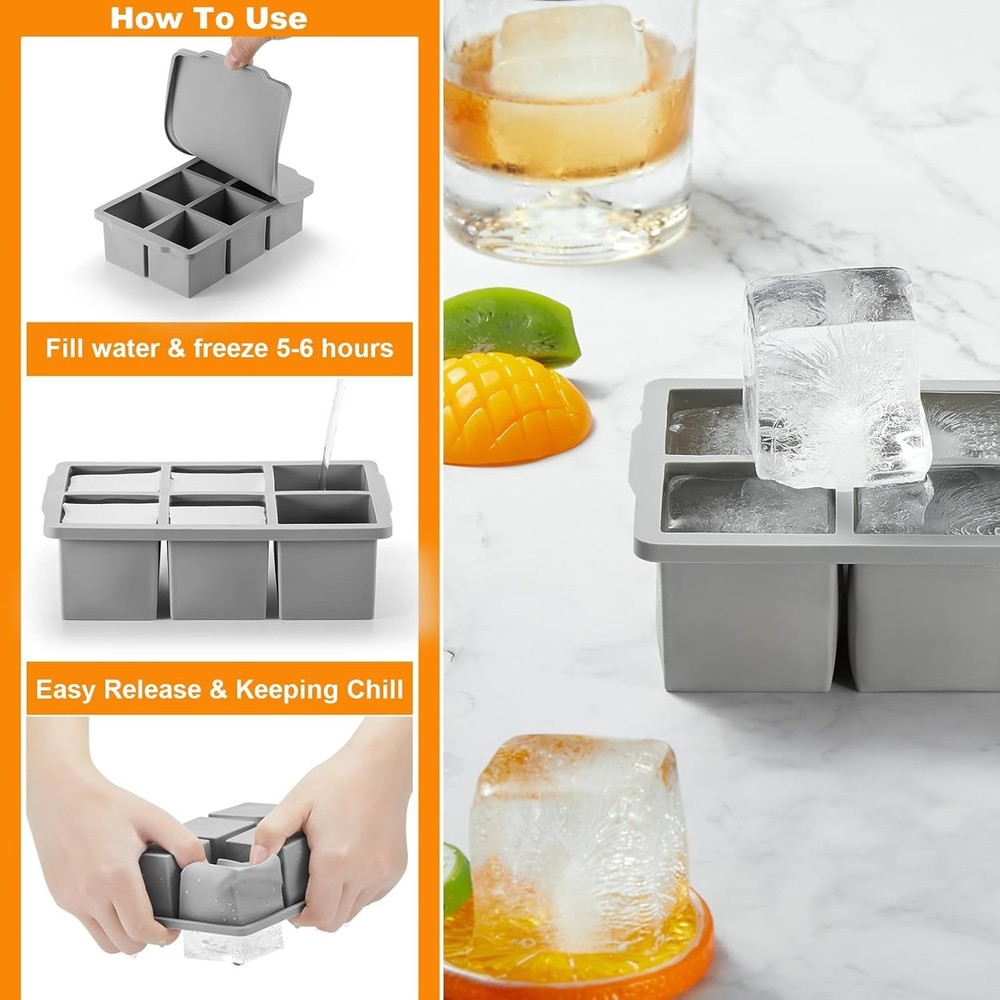 Stackable Ice Cube Trays with Lid - Perfect for Whiskey & Soup Prep - 2 Pack