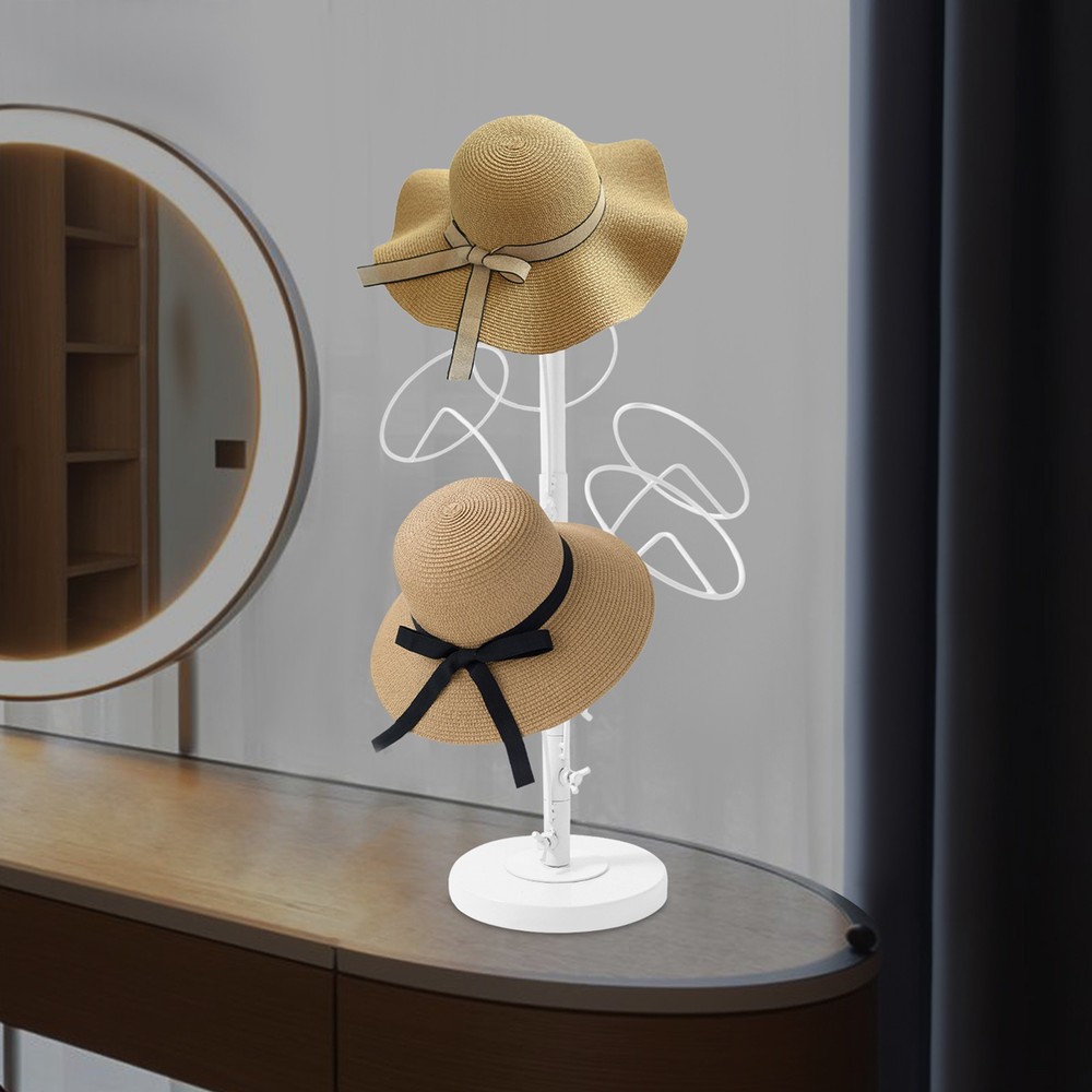 Modern Hat Stand 6 Hooks Hat Storage Display Holder Adjustable Height Hat Rack