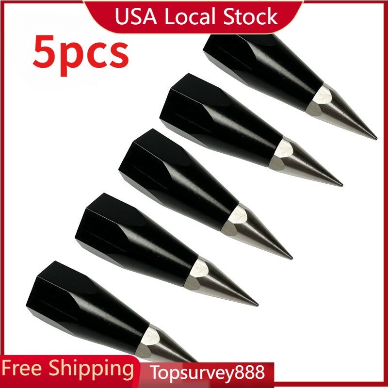 5PCS Prism Pole Point With Replaceable Tip 5/8 Internal Thread
