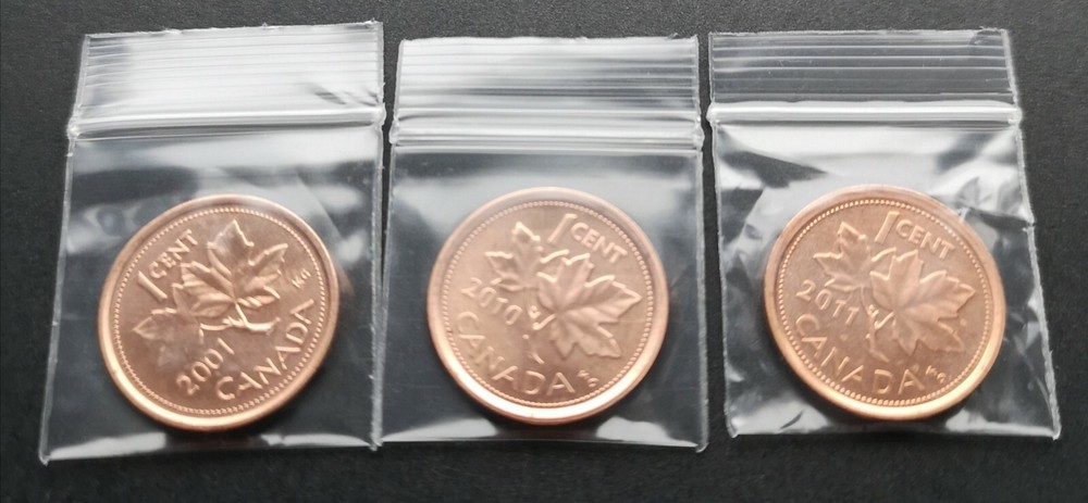 *** CANADA  2001 - 2010 - 2011  NON  MAGNETIC  ONE  CENT  ***