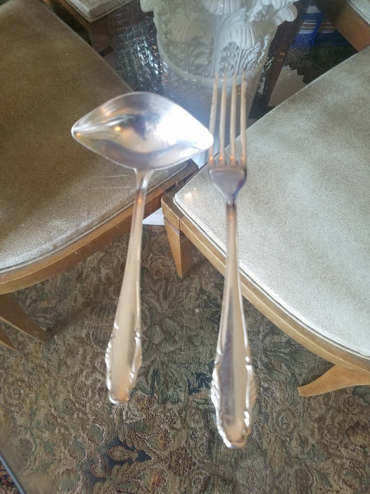 BMF 40 Glossy Silverplate Dinner Fork and Ladle