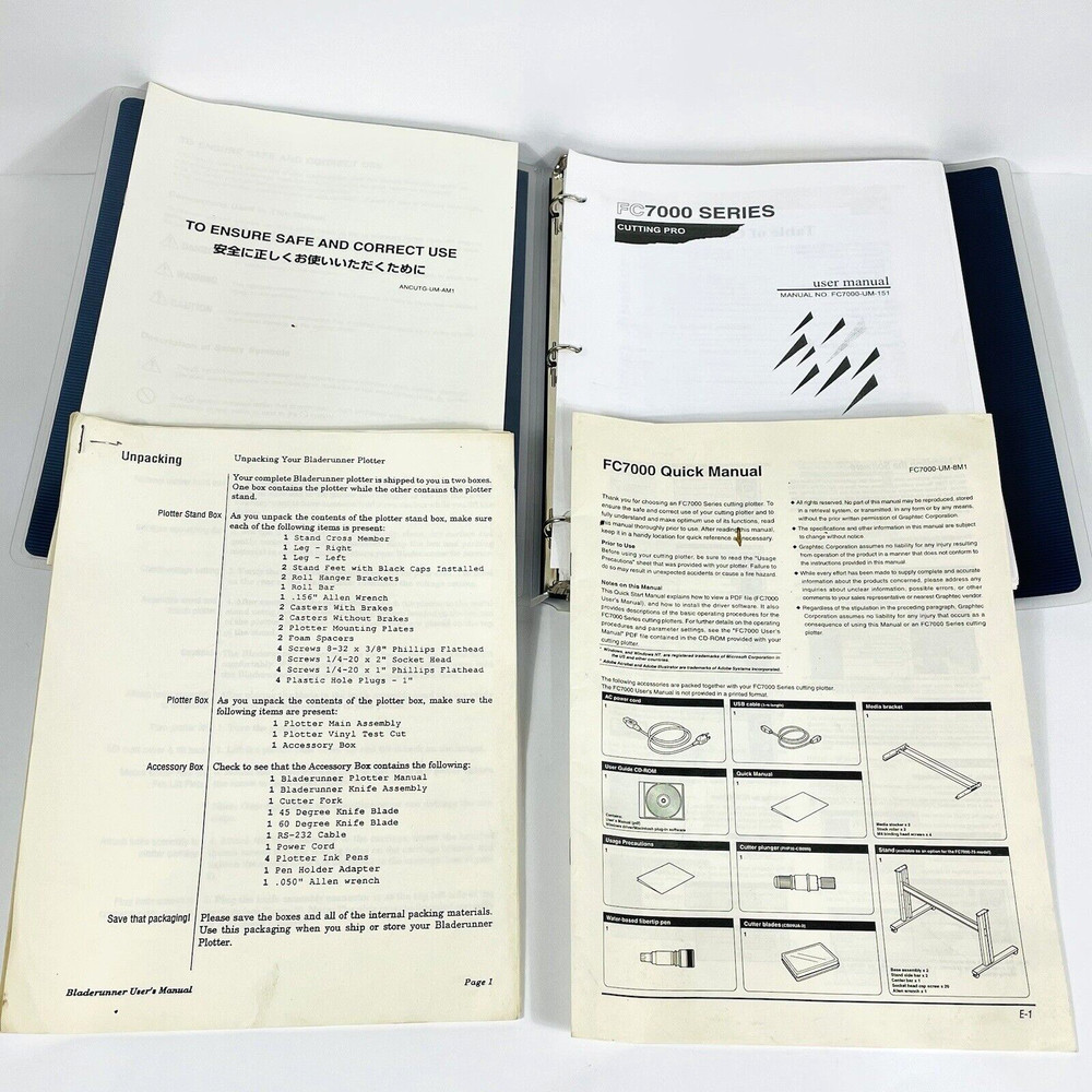 Graphtec FC7000 Series Cutting Pro User Manuals and Software Disc