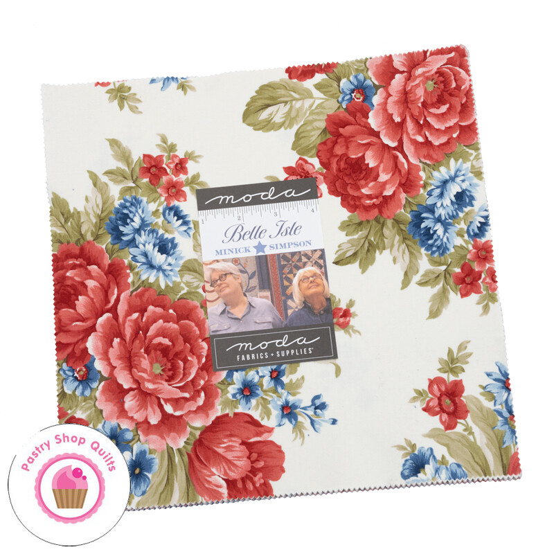 Moda BELLE ISLE Minick & Simpson LAYER CAKE 42 10" Squares Red White Blue