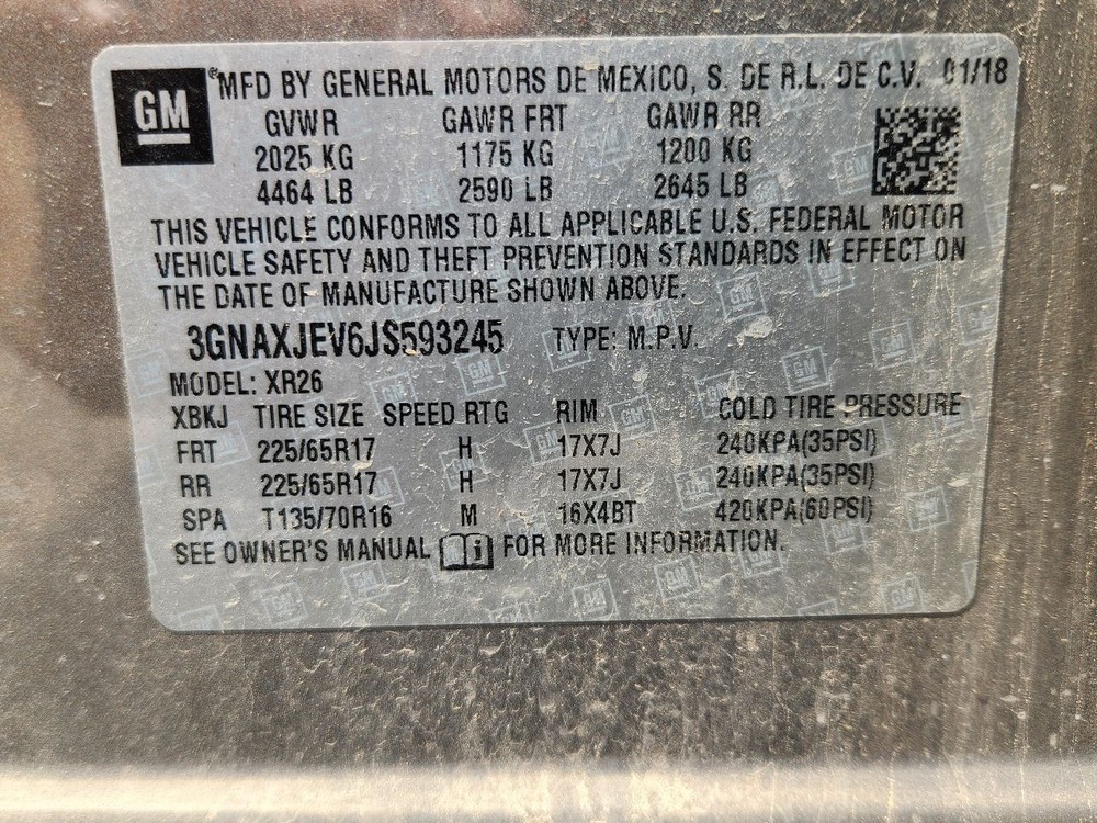 2018 Chevy Equinox 8" Display Screen and Control Panel