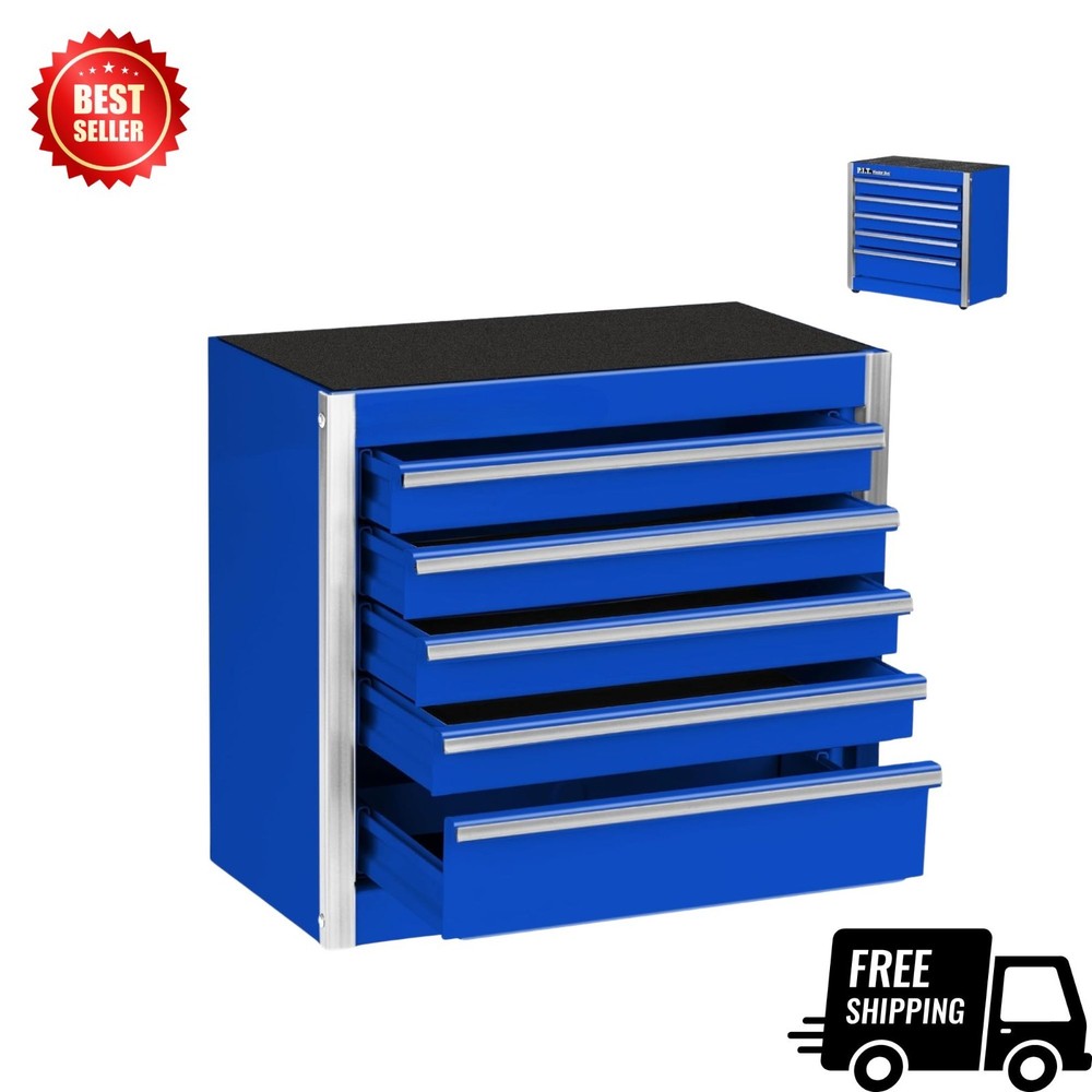 Mini 5-Drawer Portable Steel Tool Box – Stackable Small Blue Storage Case